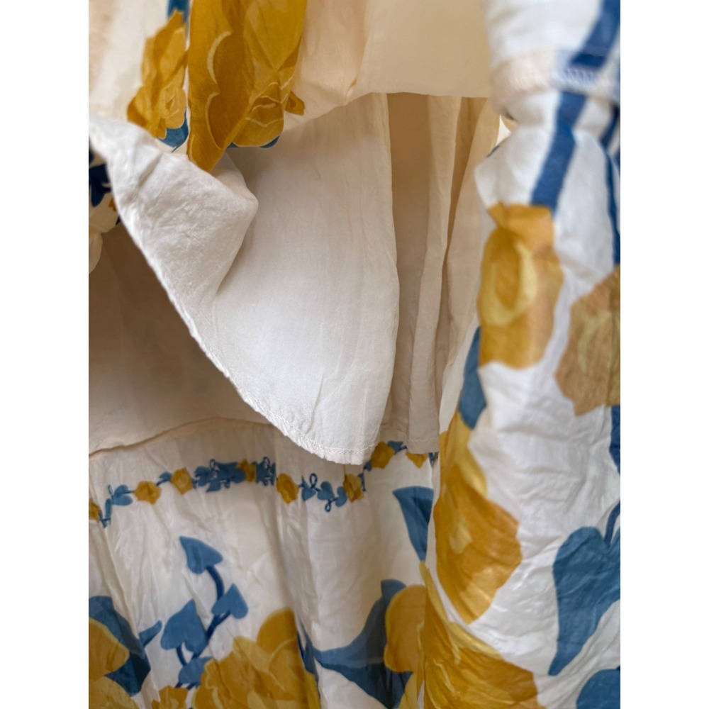 FARM Rio Anthropologie Floral Midi Dress XL Button Front Puff Sleeve Viscose - Picture 8 of 14